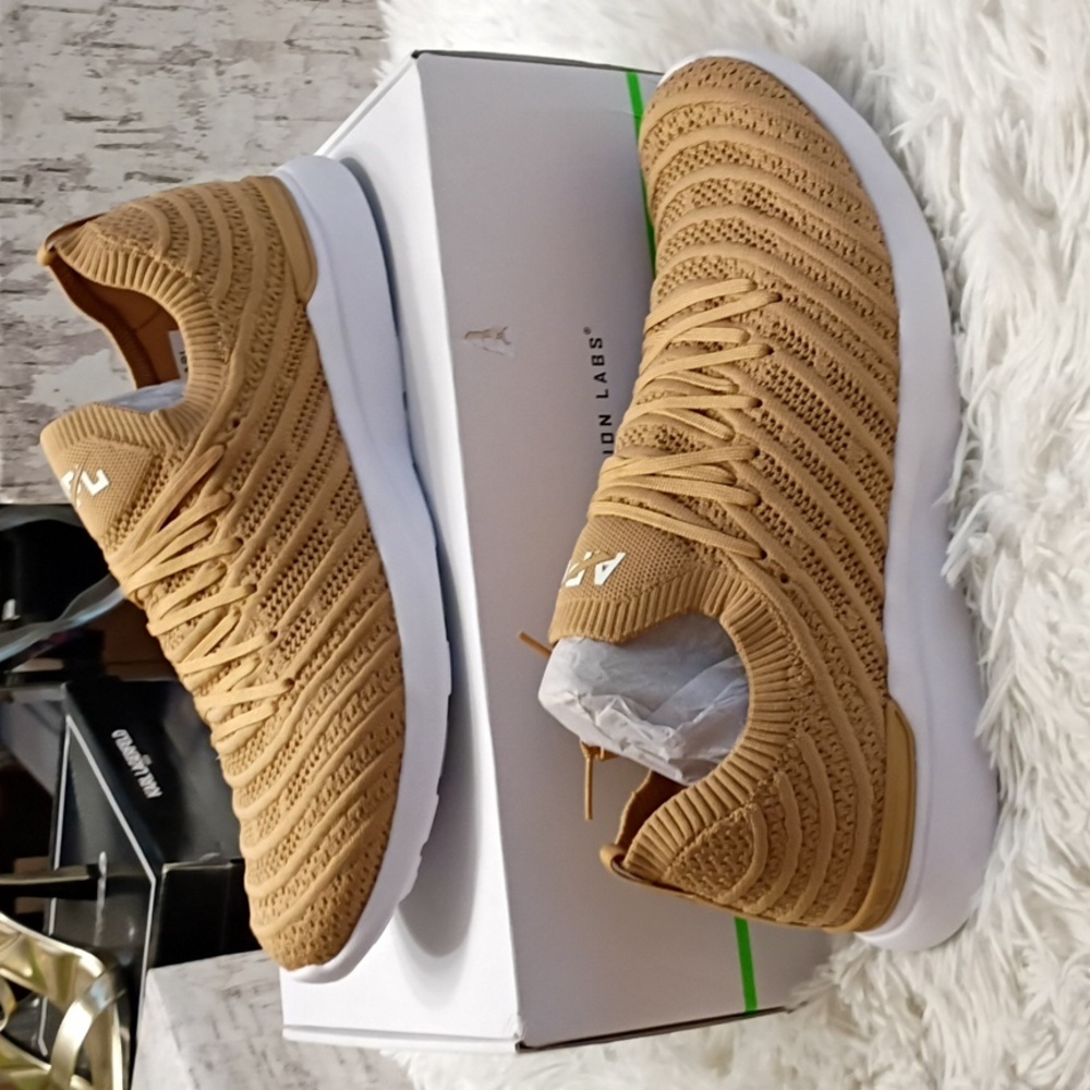 APL Athletic Propulsion Labs Techloom Wave Slip On Sneaker In Tan & White Men's